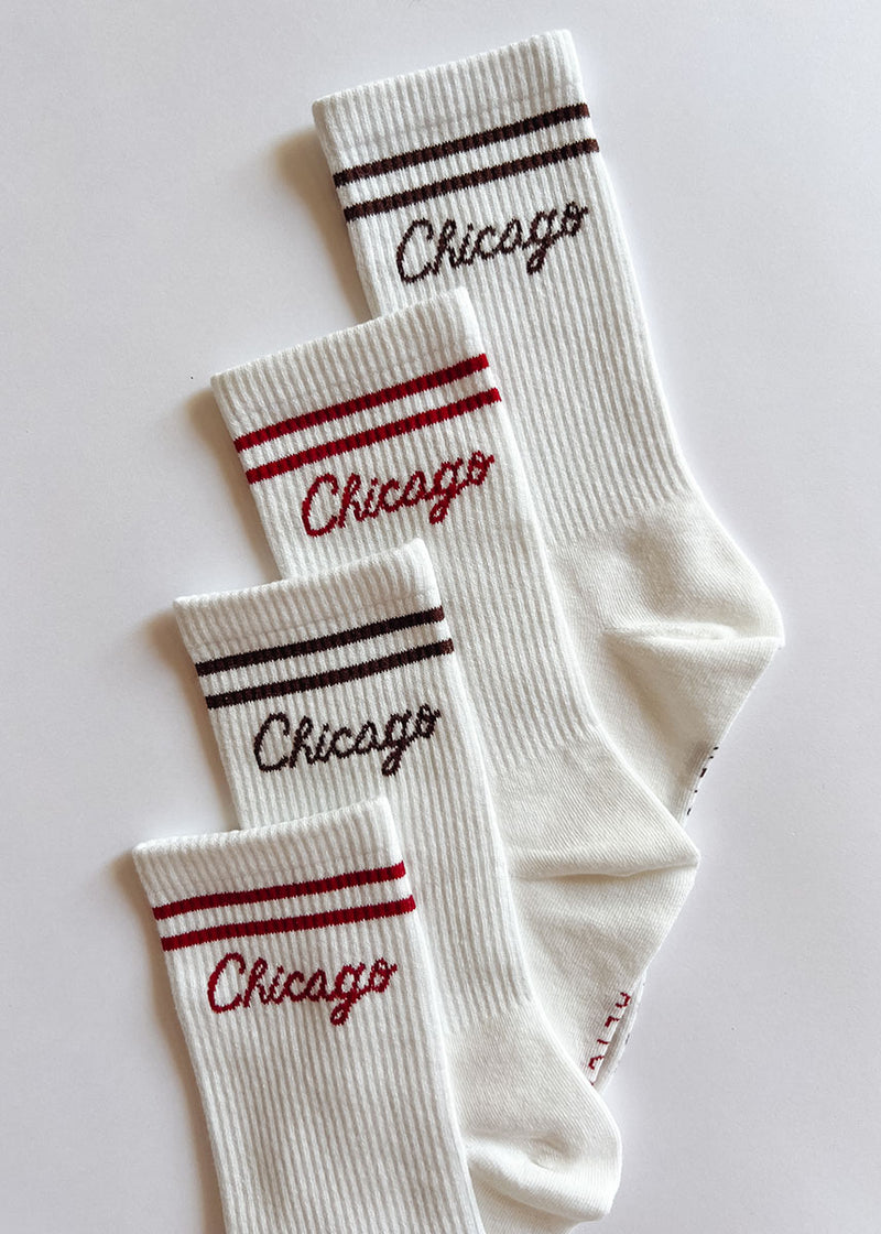 Chicago Script Long Crew Sock - Espresso