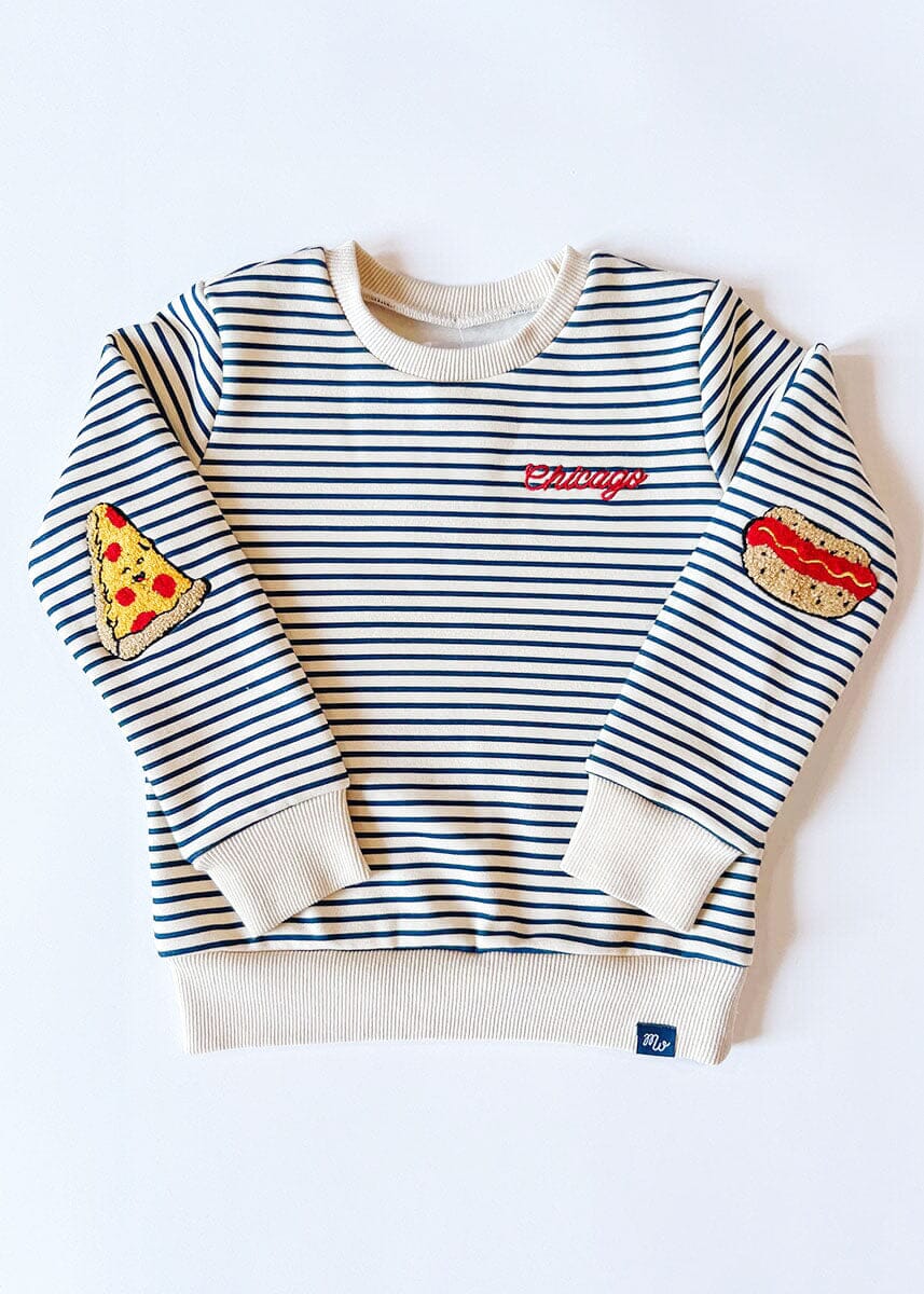 Chicago Striped Patch Sweatshirt - Ivory/Blue