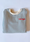 Chicago Striped Patch Sweatshirt - Ivory/Blue