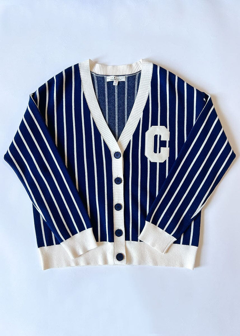 Chicago Striped Cardigan - Navy