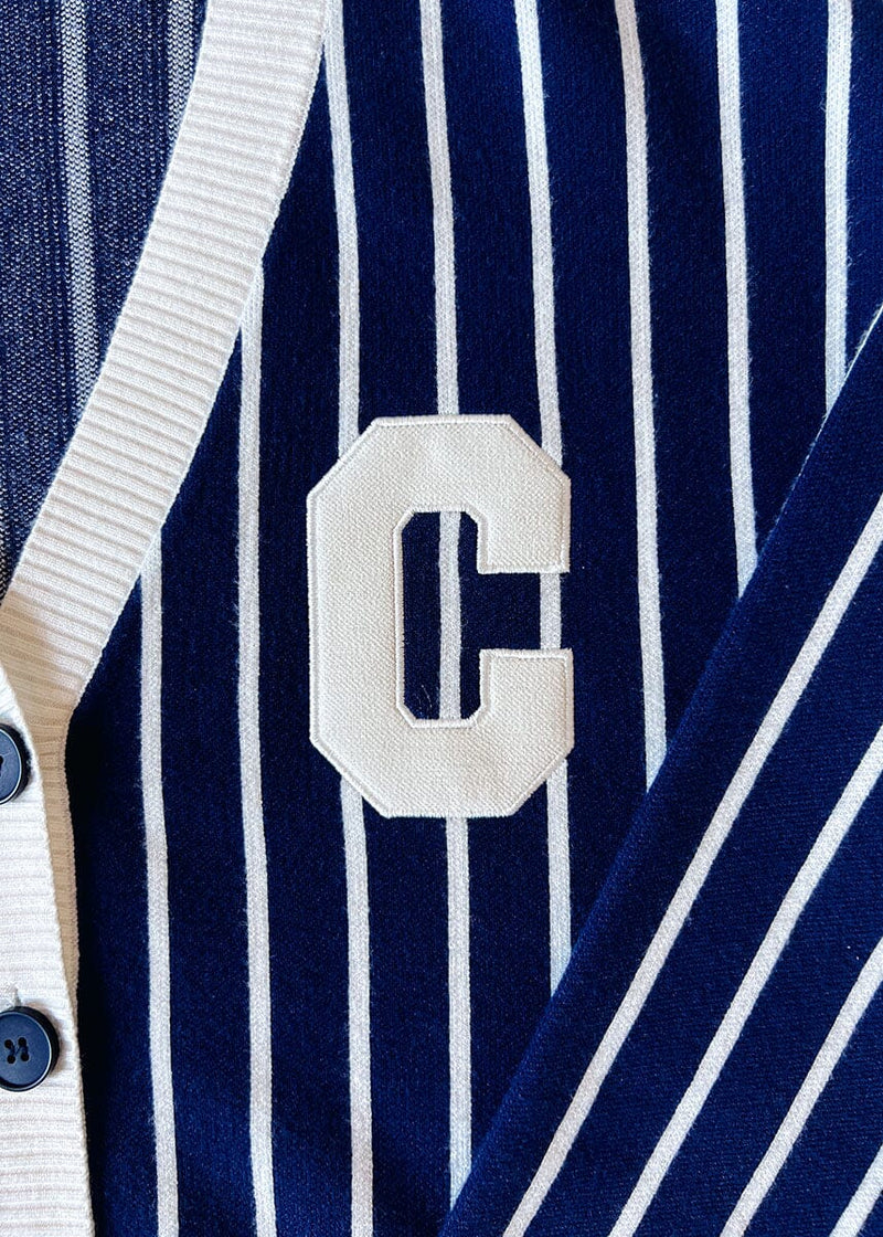 Chicago Striped Cardigan - Navy