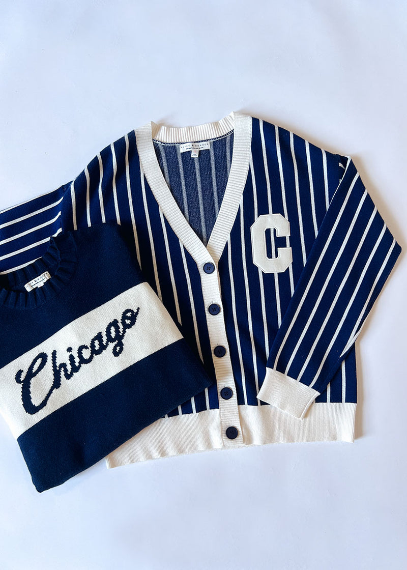 Chicago Collegiate Cursive Sweater - Navy