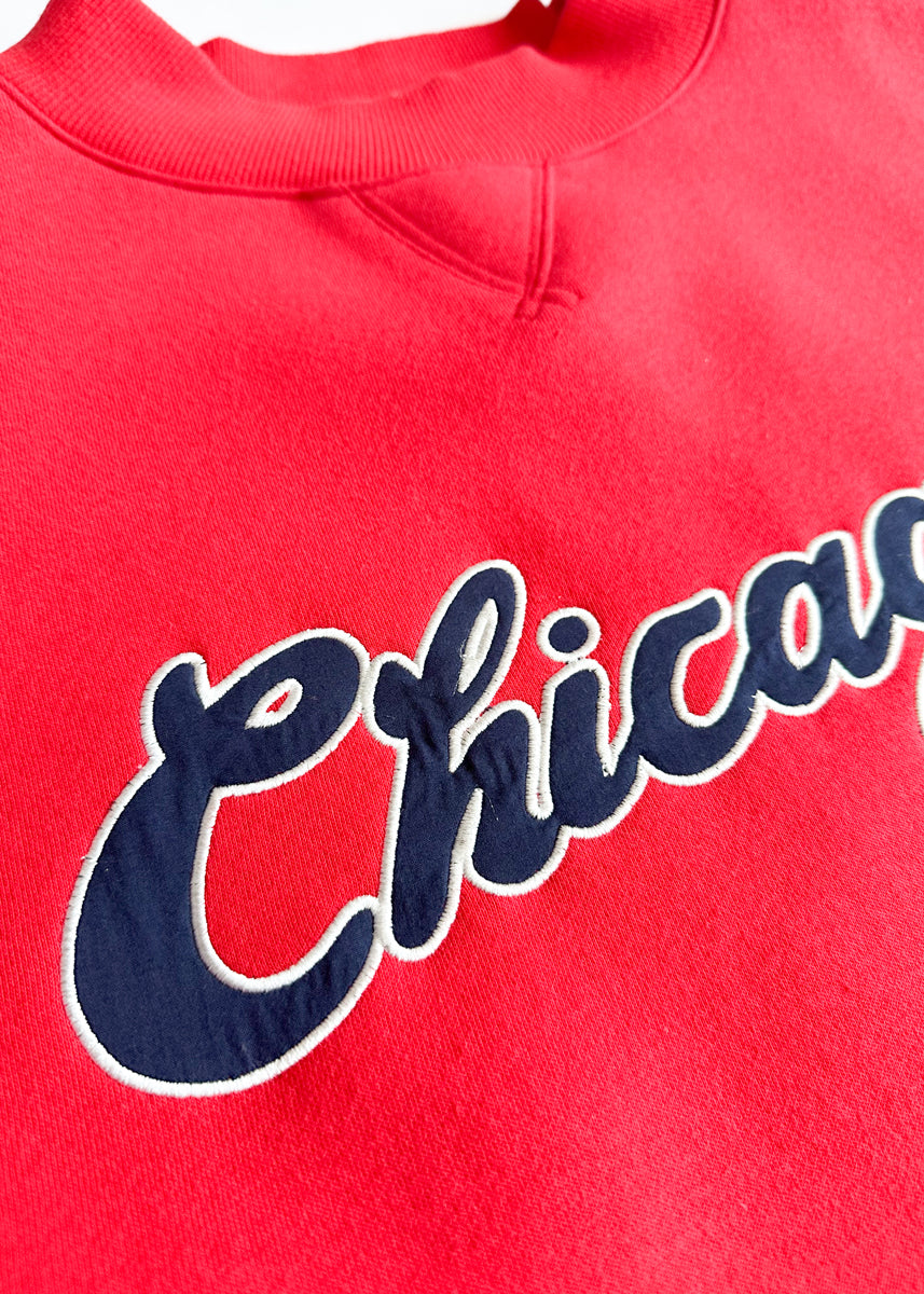 Chicago Script Mock Neck Sweatshirt - Red