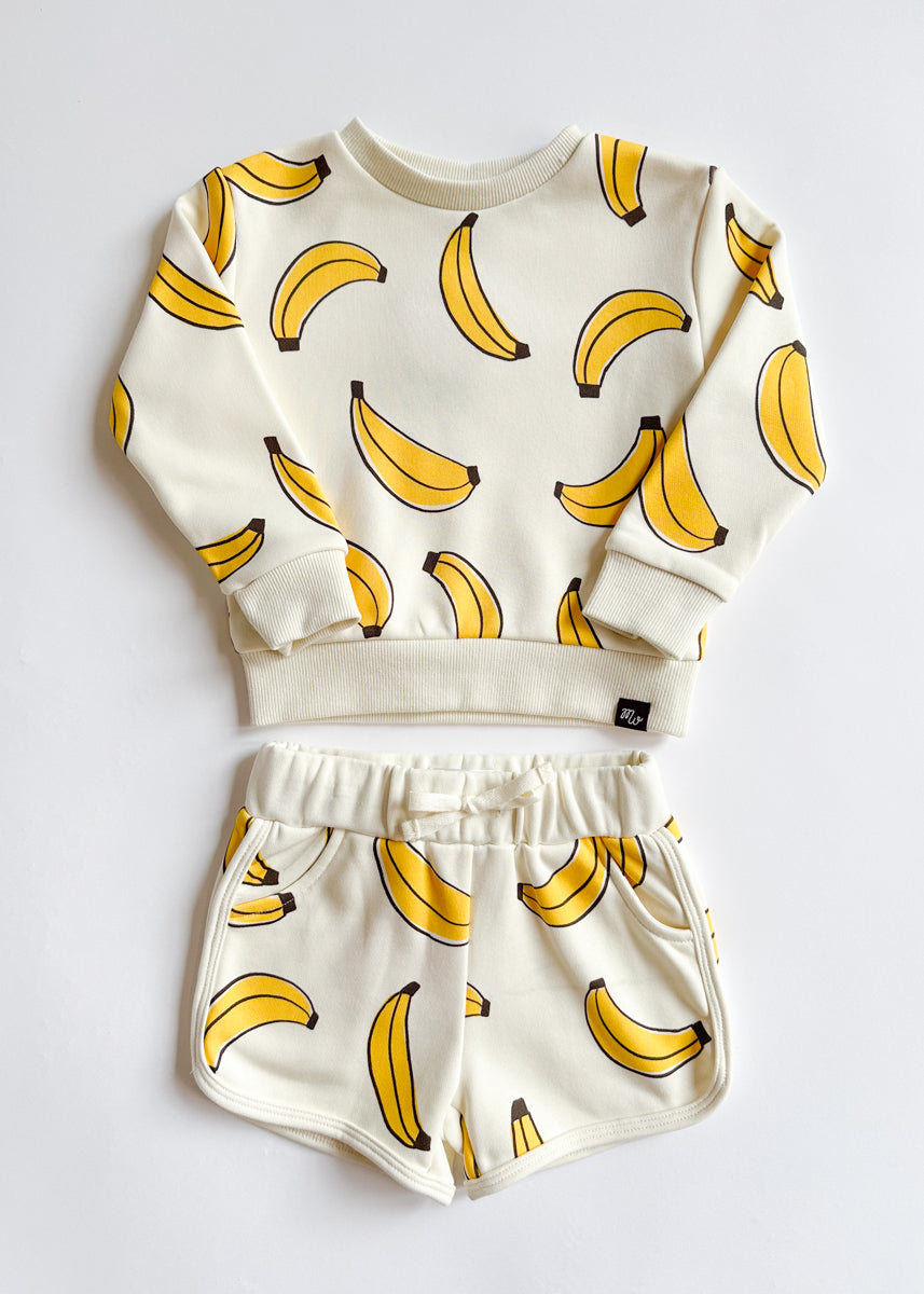 Printed Bananas Sweatshort Set