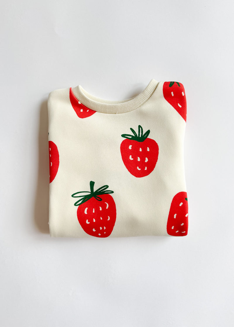 Printed Strawberries Sweatshorts Set