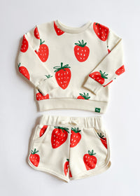 Printed Strawberries Sweatshorts Set