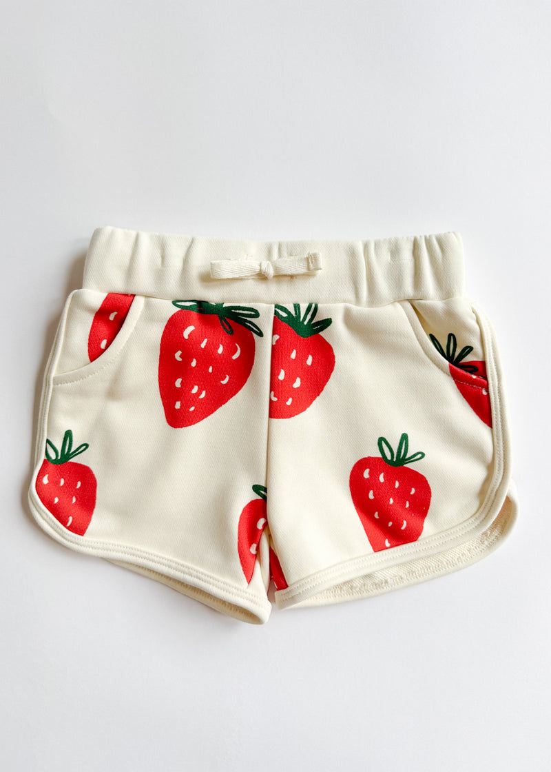 Printed Strawberries Sweatshorts Set