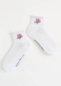 Chicago Stacked Script Ruffle Sock