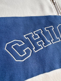Chicago Color Blocked Quarter Zip Sweatshirt - Ivory & Blue