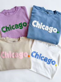 Chicago. Oversized Tee - Purple & Green