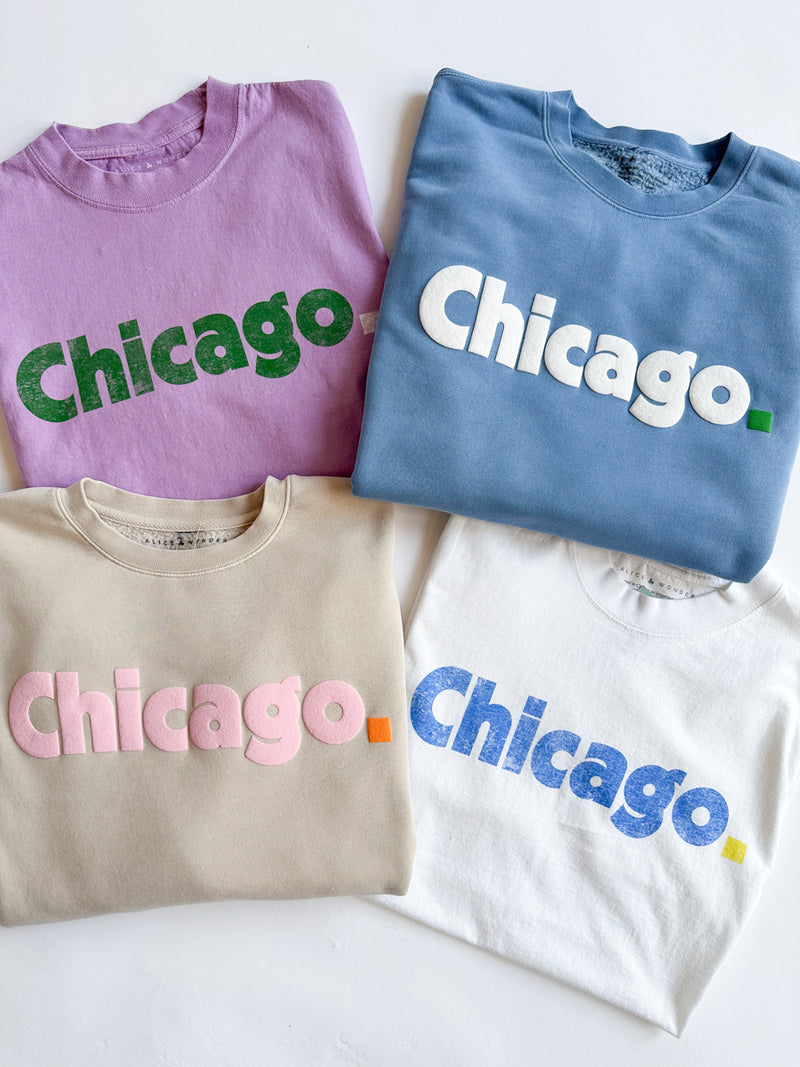 Chicago. Oversized Tee - Purple & Green