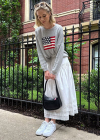 Flag Oversized Sweater - Heather Grey