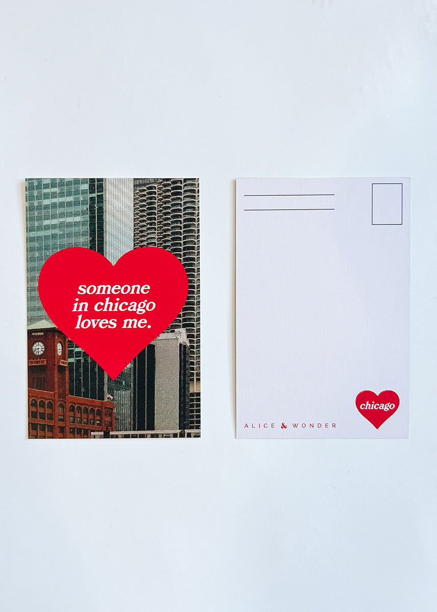 Someone In Chicago Heart Postcard