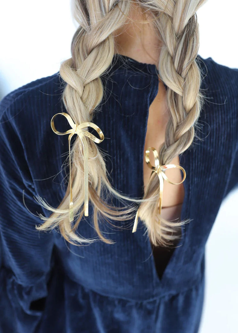 Bow Ponytail Hair Cuff - Gold