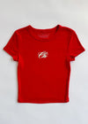 Chi Script Baby Tee - Red & White