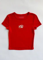 Chi Script Baby Tee - Red & White