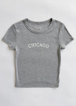 Chicago Baby Tee - Athletic Heather & White