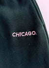 Chicago. Embroidered Jogger - Pine & Pink