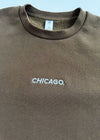 Chicago. Embroidered Crewneck - Walnut & White