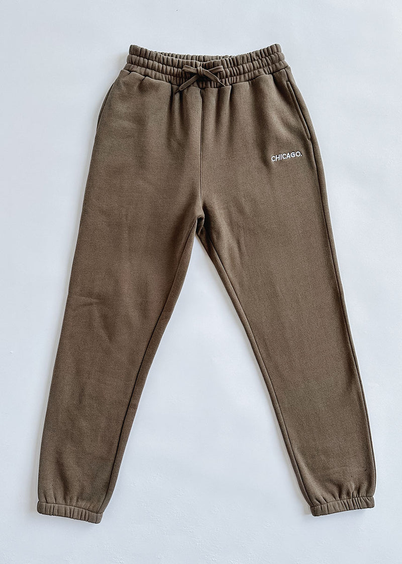 Chicago. Embroidered Jogger - Walnut & White