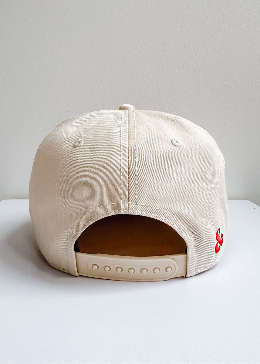 Chicago Script Rope Hat - Ivory & Red