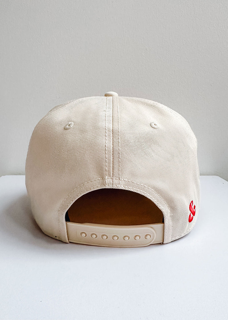 Chicago Script Rope Hat - Ivory & Red