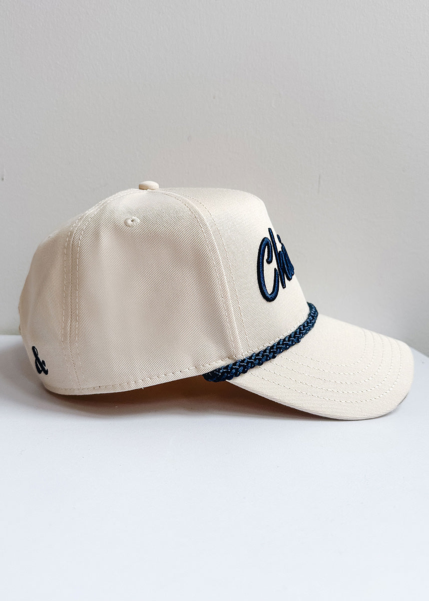 Chicago Script Rope Hat - Ivory & Navy