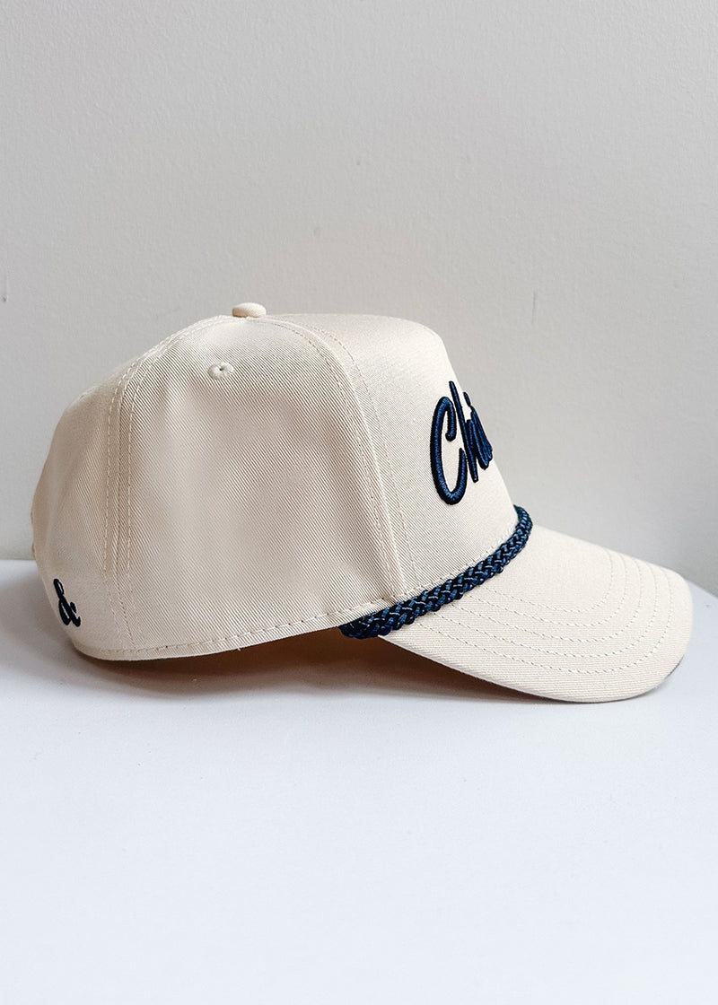 Chicago Script Rope Hat - Ivory & Navy
