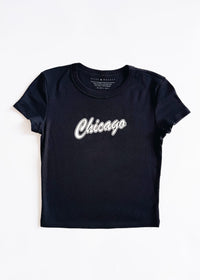 90's Chicago Baby Tee - Black