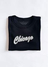 90's Chicago Baby Tee - Black