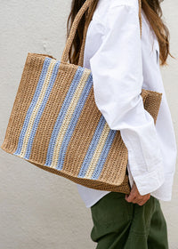 Naples Straw Tote Bag - Natural Blue