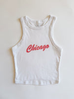 90's Chicago Micro-Rib Racer Tank - White