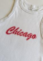 90's Chicago Micro-Rib Racer Tank - White