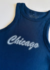 90's Chicago Micro-Rib Racer Tank - Navy