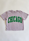 Chicago Collegiate Puff Crop Tee - Lilac & Green