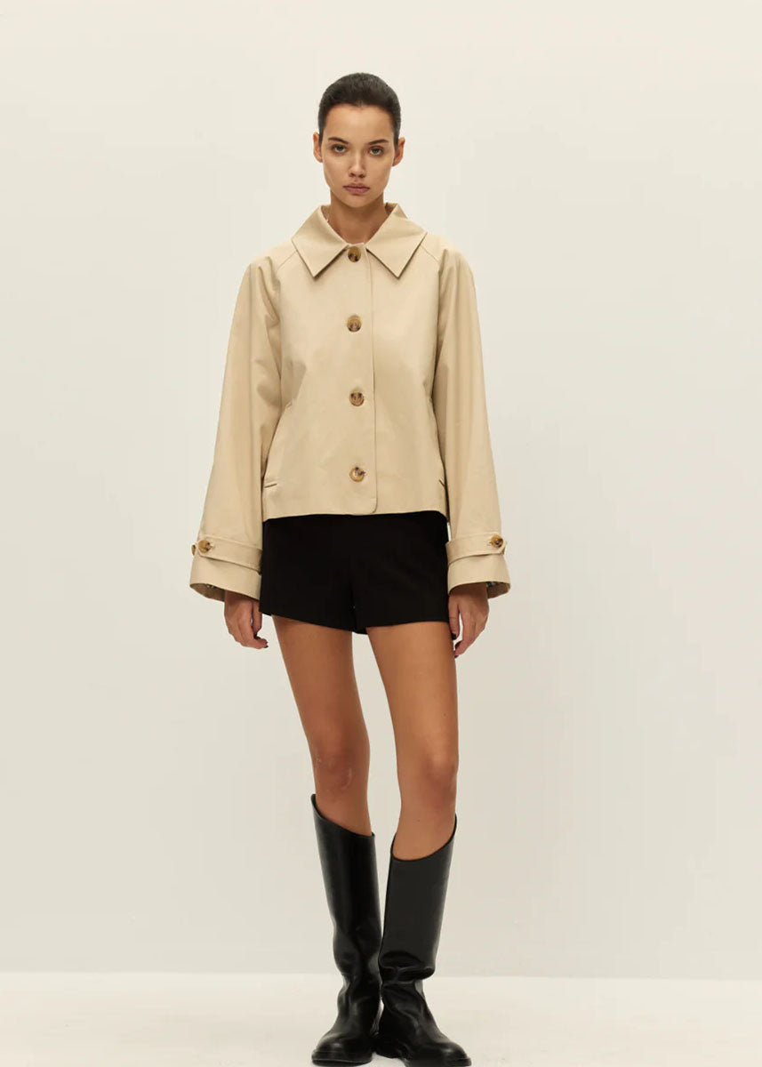 Wynn Cropped Trench Coat - Khaki
