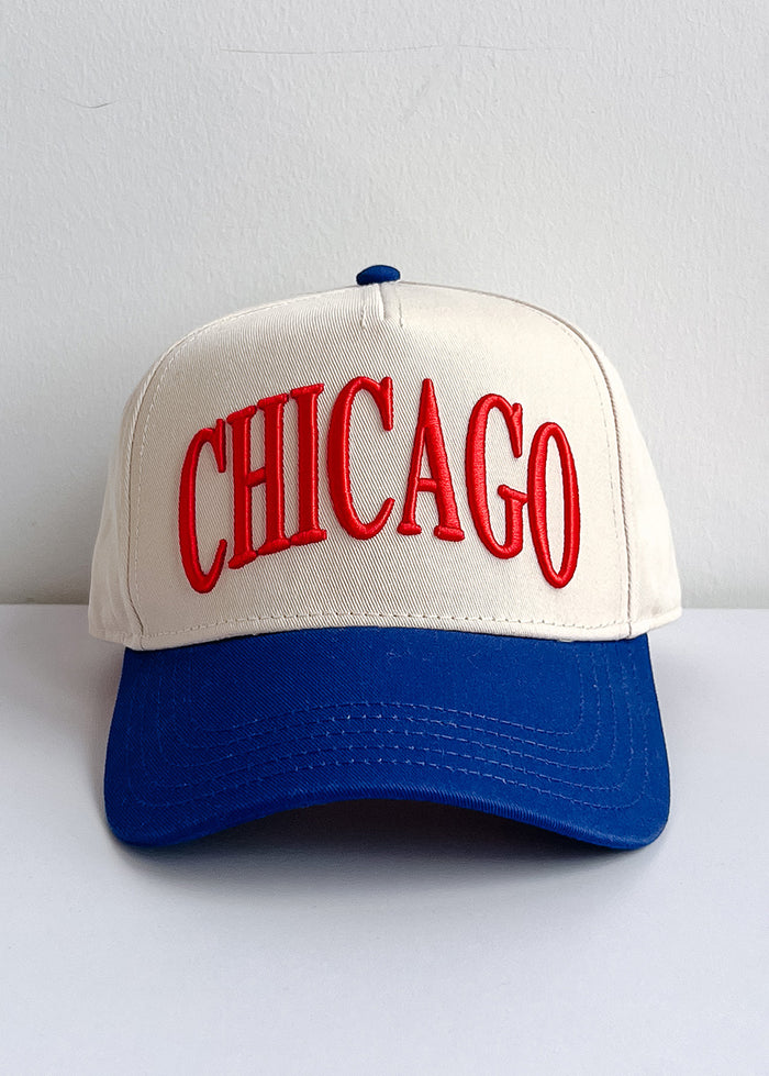 Chicago Puff Baseball Cap - Royal & Red