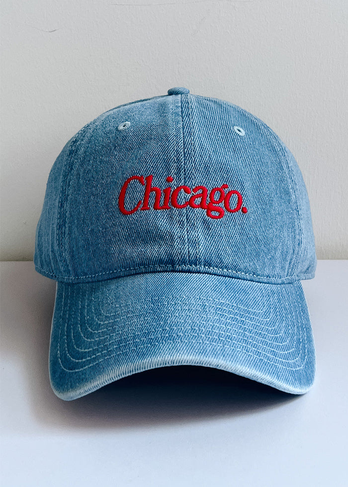 Chicago. Dad Hat - Denim & Red