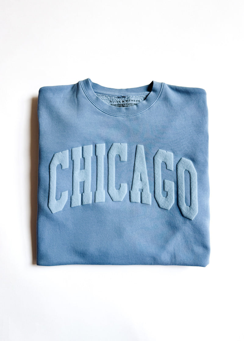 Chicago Collegiate Puff Sweatshirt - Light Blue