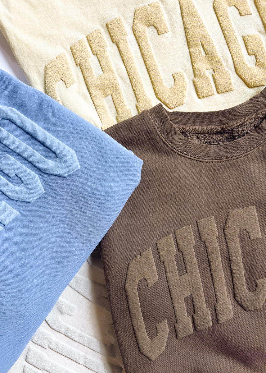Chicago Collegiate Puff Sweatshirt - Light Blue