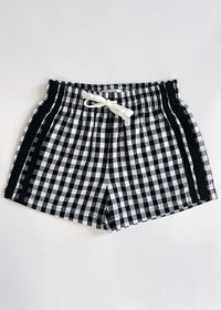 Gingham Drawstring Short - Black & White
