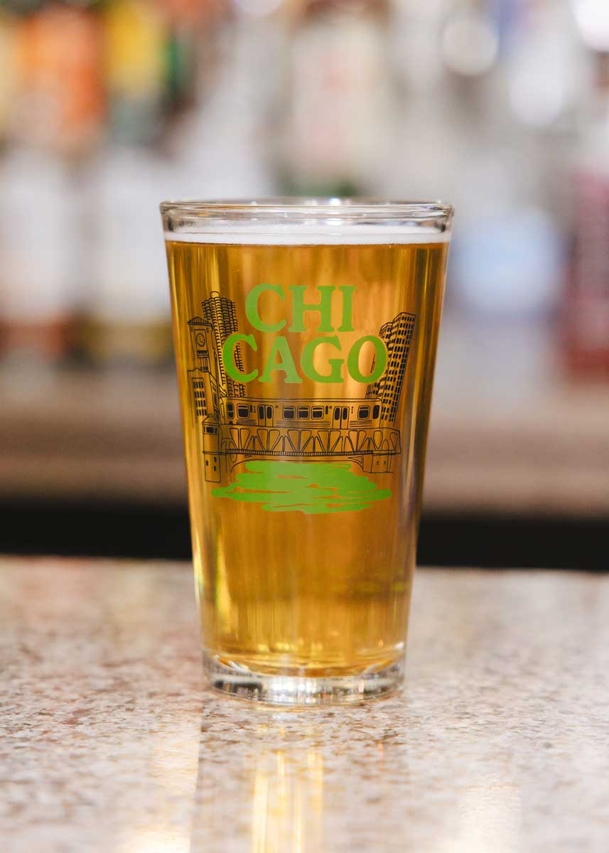Chicago Green River Pint Glass