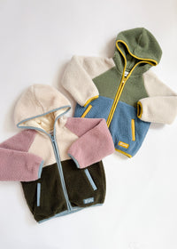 Colorblock Fleece Jacket - Pink & Green