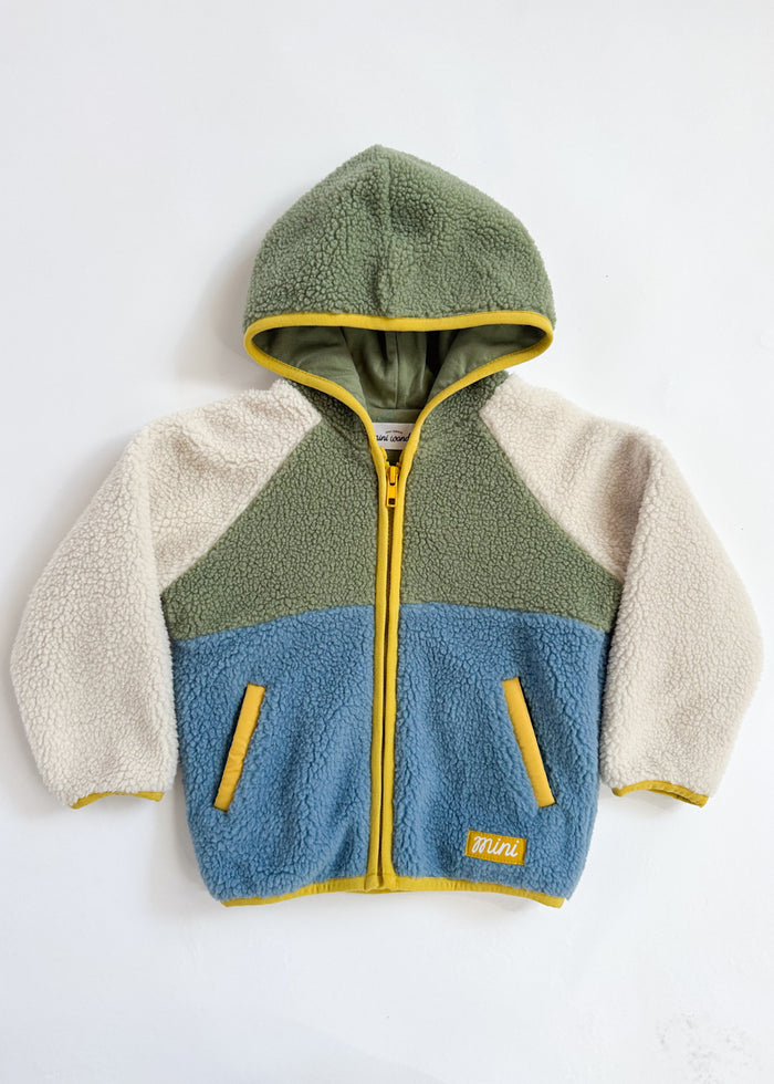 Colorblock Fleece Jacket - Blue & Green