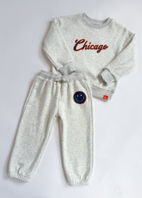 Chicago Script Sweatsuit Set - Heather Grey