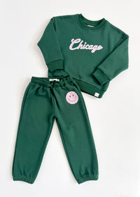 Chicago Script Sweatsuit Set - Green