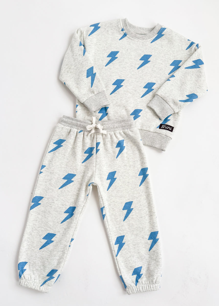 Lightning Bolt Sweatsuit Set - Blue