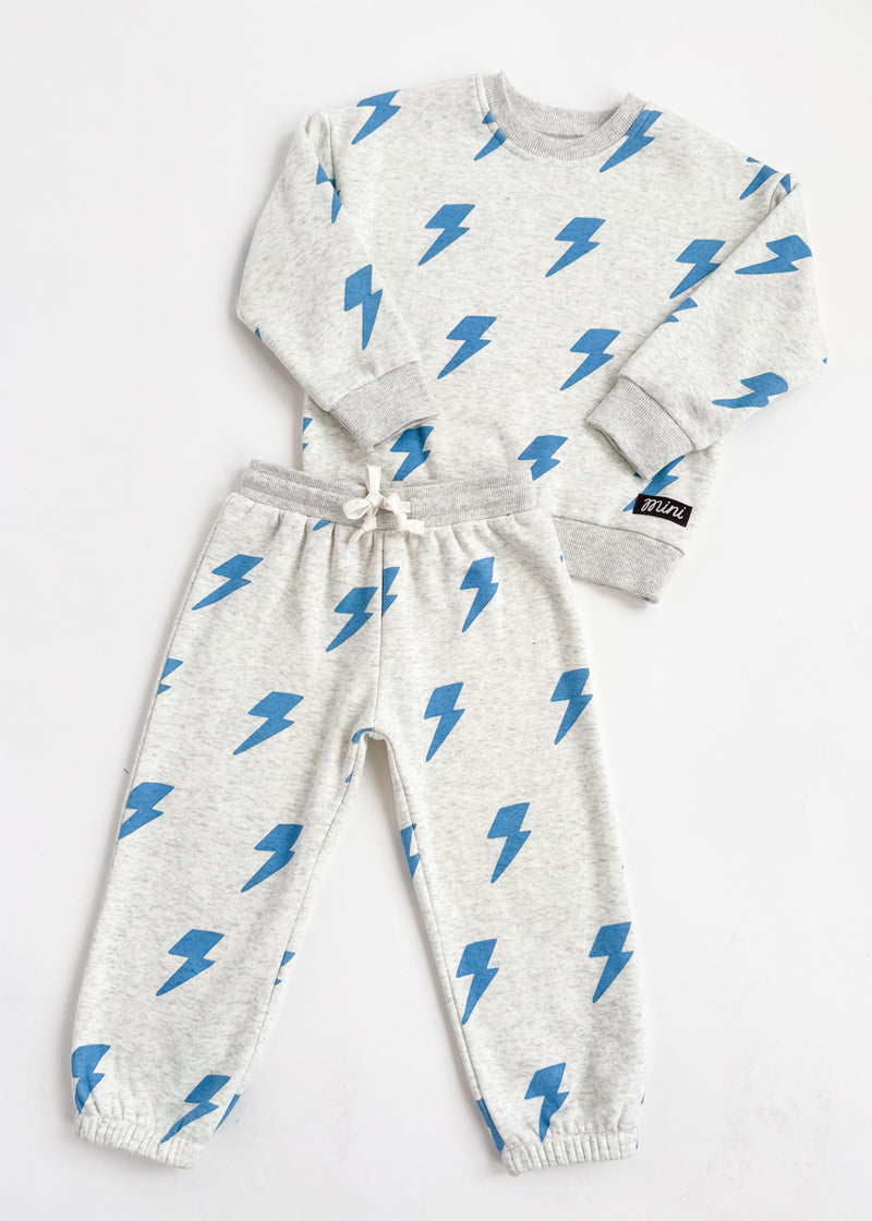 Lightning Bolt Sweatsuit Set - Blue