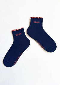 Chicago Ruffle Sock - Navy & Orange