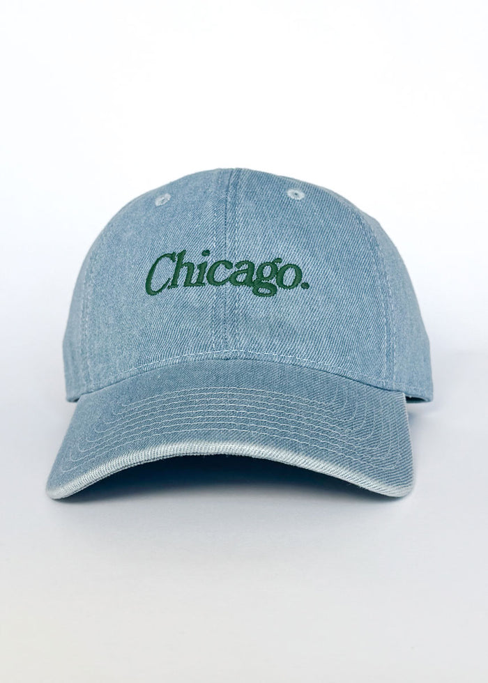 Chicago. Dad Hat - Denim & Forest Green